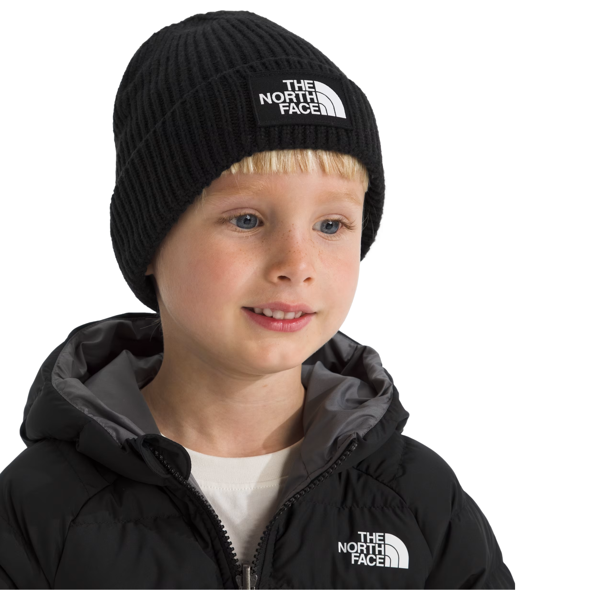 TNF Logo Box Cuffed Black Beanie