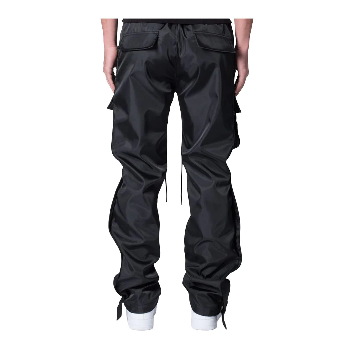 Snap Front Cargo Black Pants