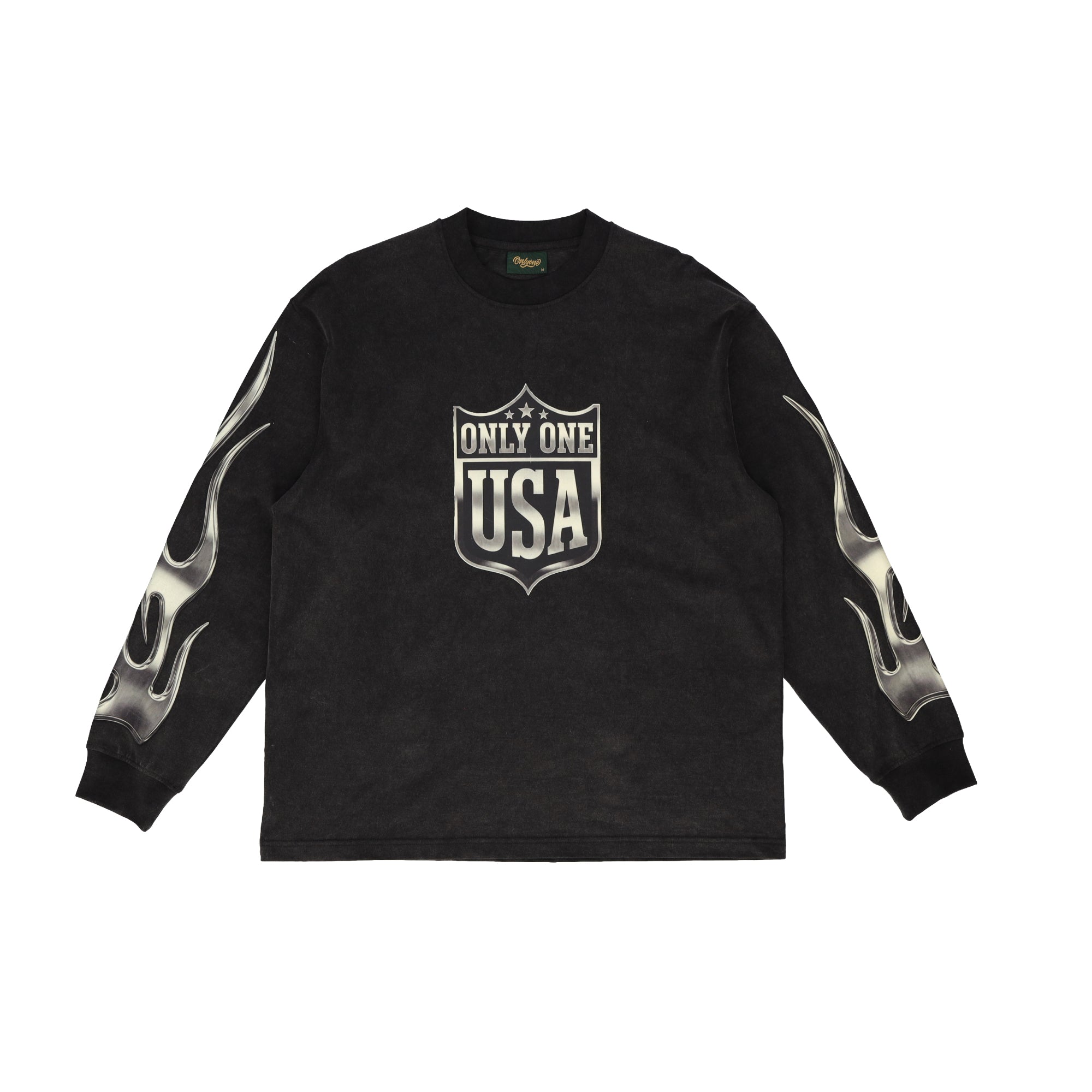 Only One Chrome Flame Longsleeve Black Crew Necks