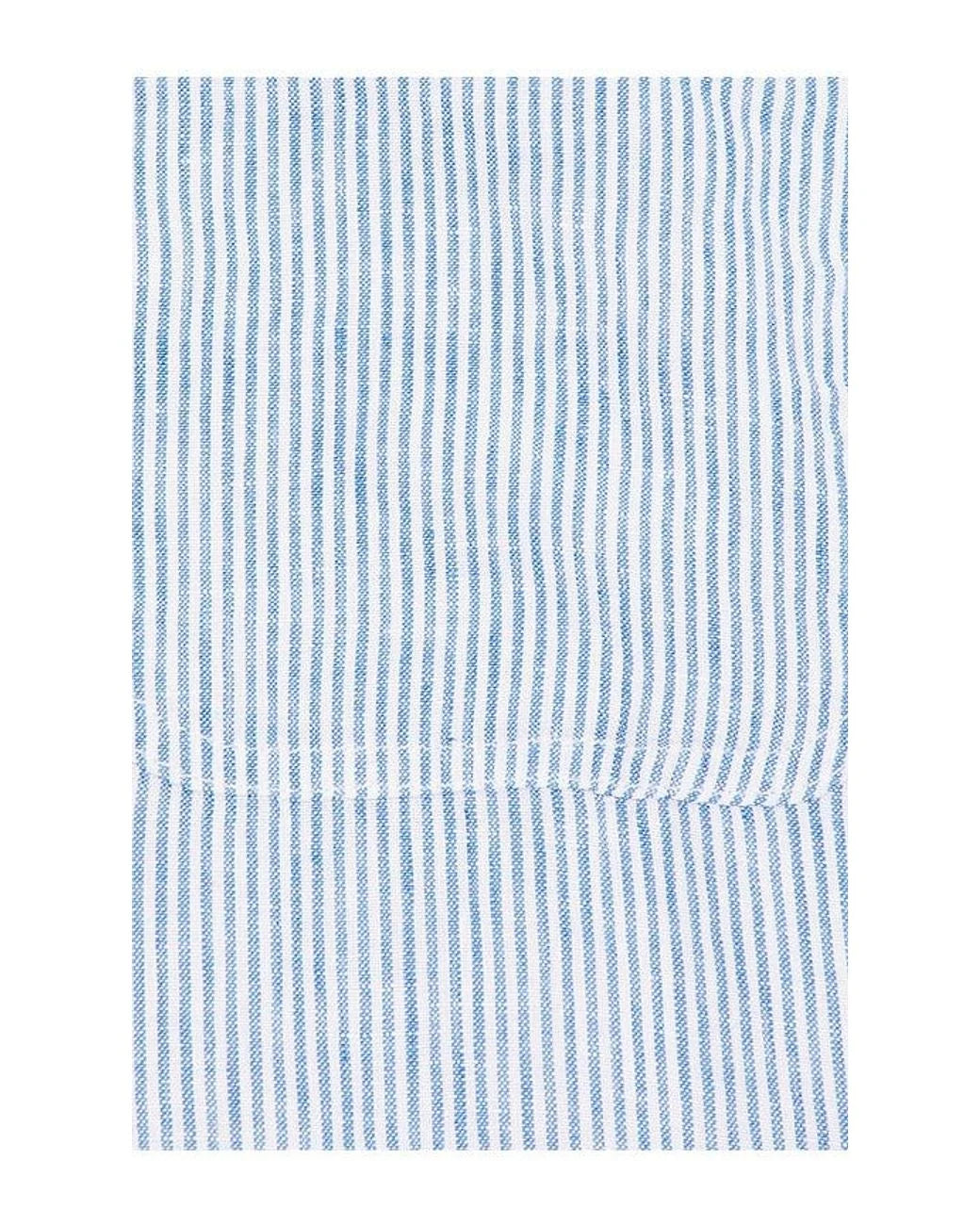 slubby linen striped chore overshirt in blue