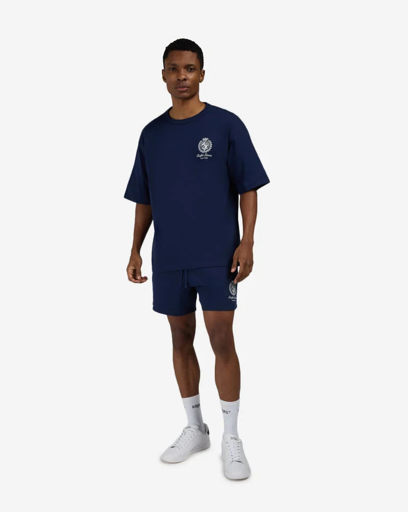 Relaxed Fit Jersey Graphic Navy Shorts
