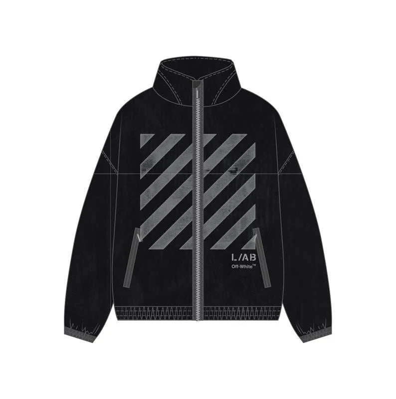 Lab Off White-REFLECTIVE DIAG WINDBREAKER JACKET
