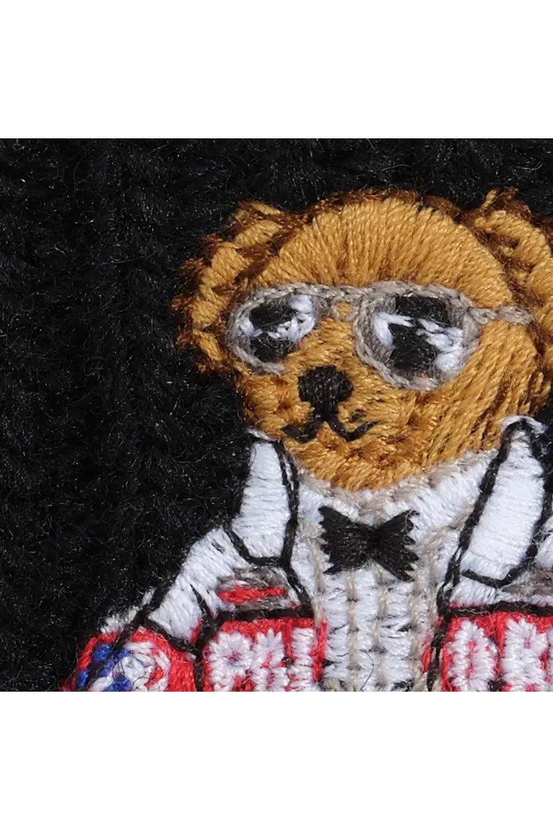 Color Block Holiday Bear Beanie