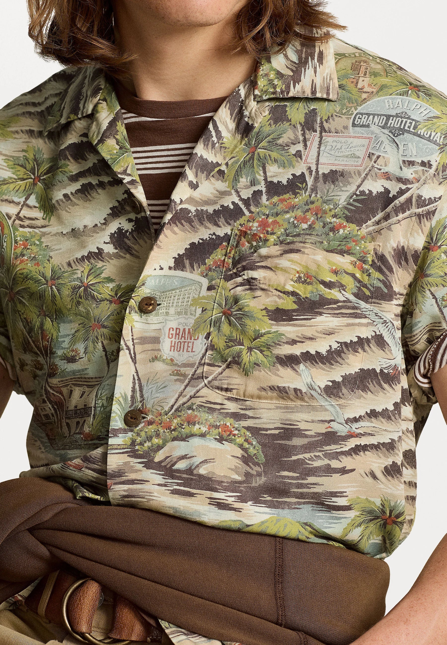 Classic Beach-Print Camp Shirt