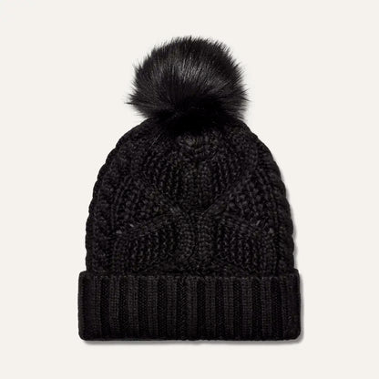 Cable Beanie With Pom Black