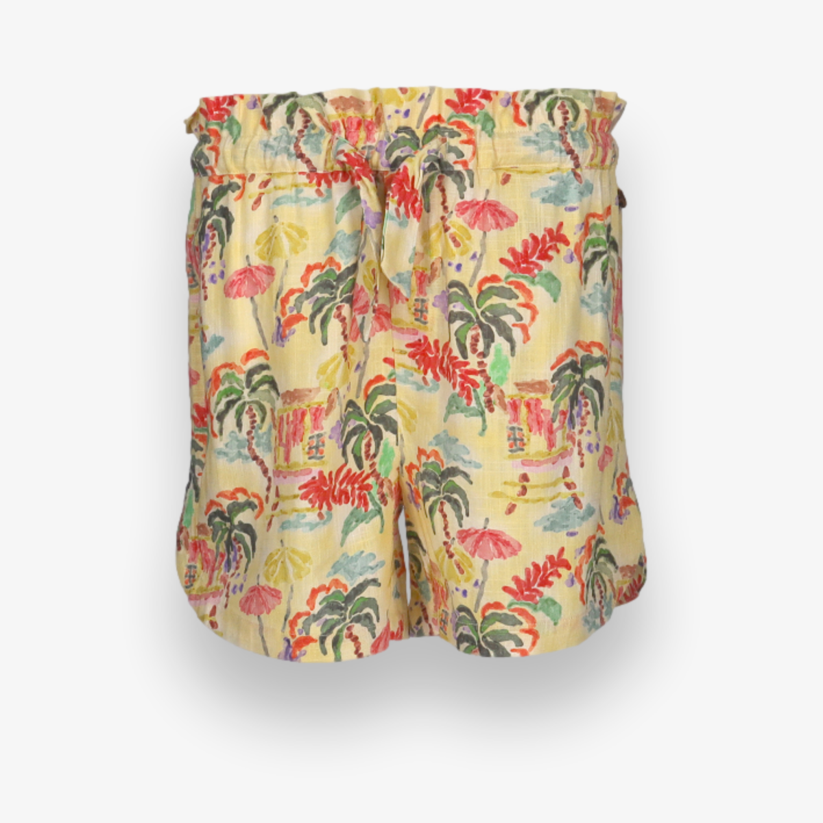 Allover Printed Linen Shorts