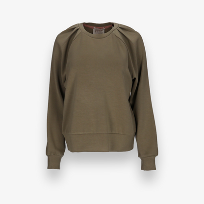 Pleated Shoulder Crewneck Sweatshirt