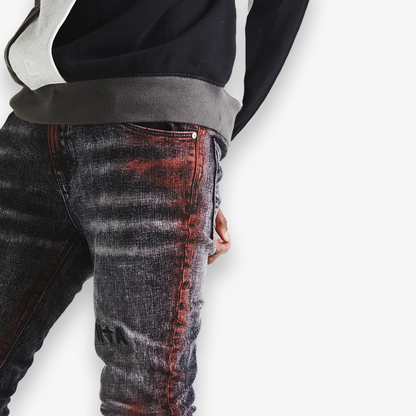 Clayton Charcoal Acid Wash Red Skinny Jean