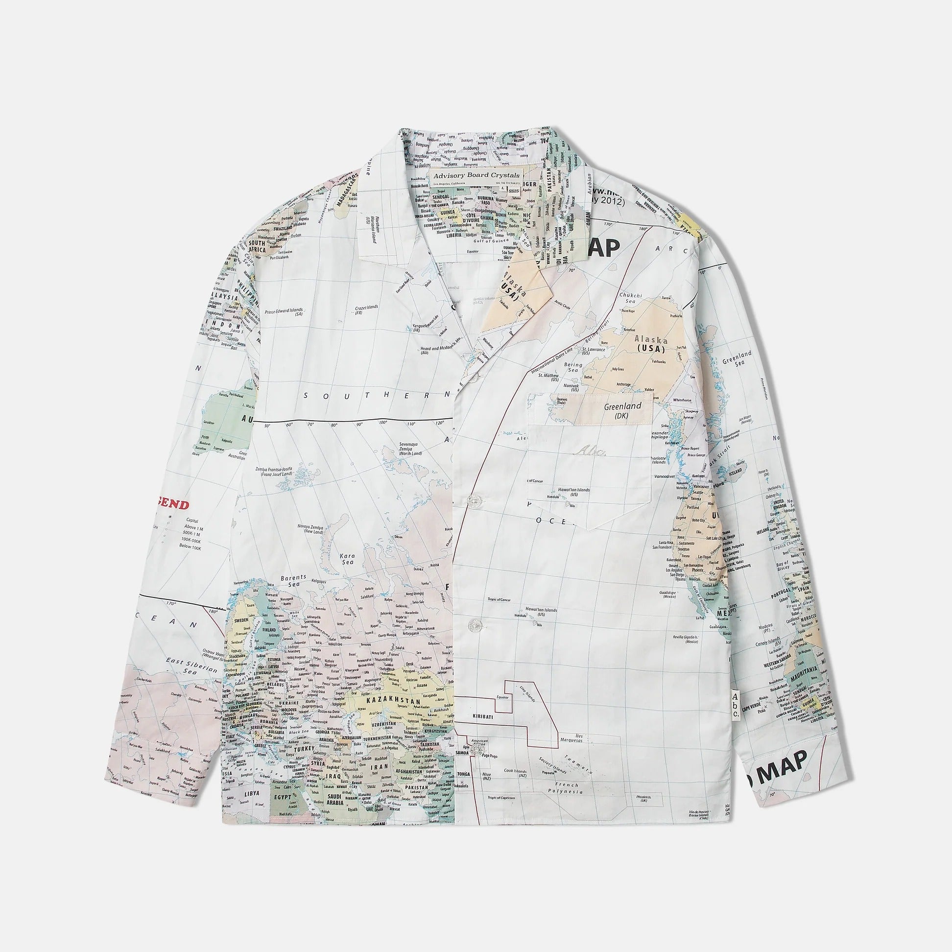 Map Print Long Seeve Pajama Shirt