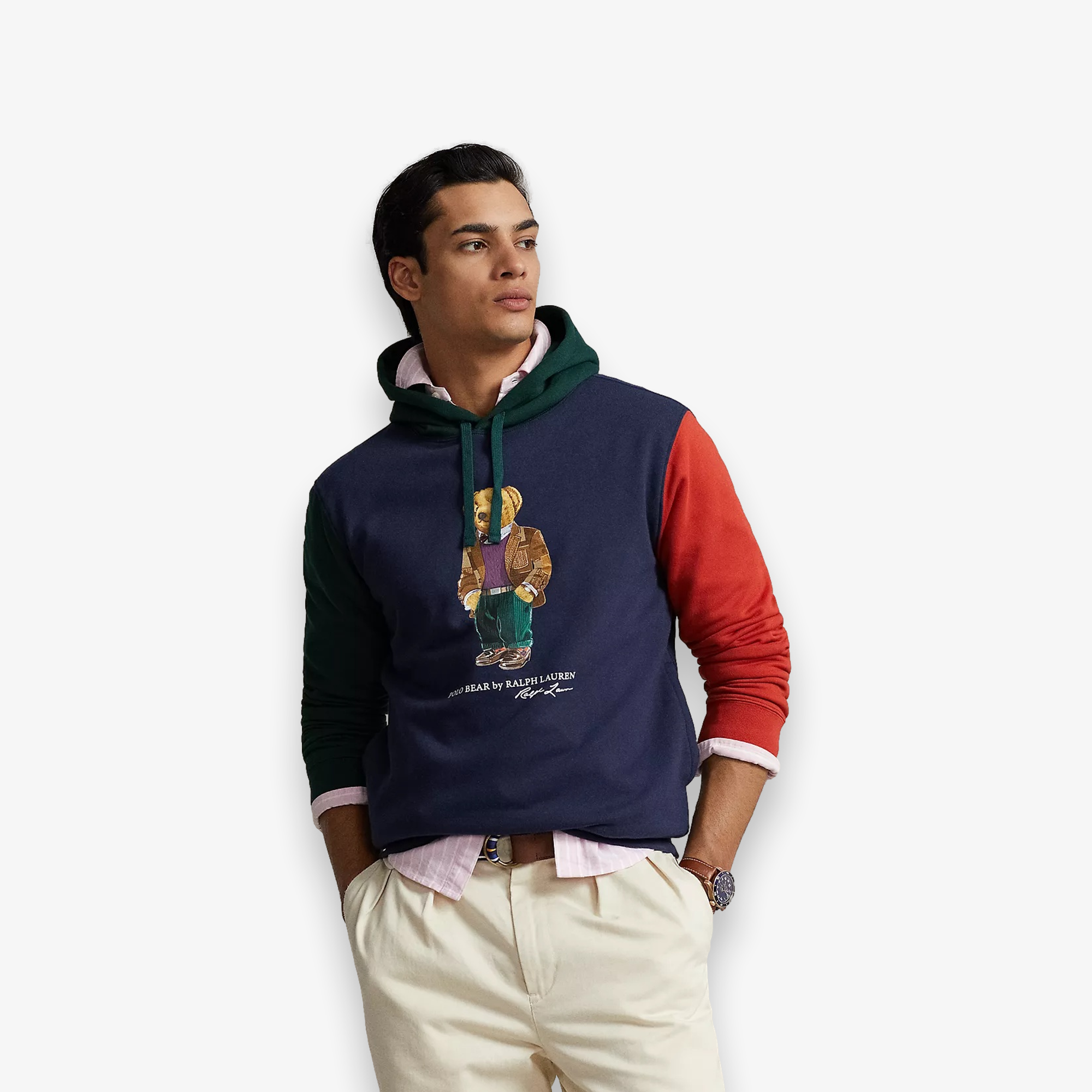 Polo Bear Color Blocked Fleece Pullover Hoodie