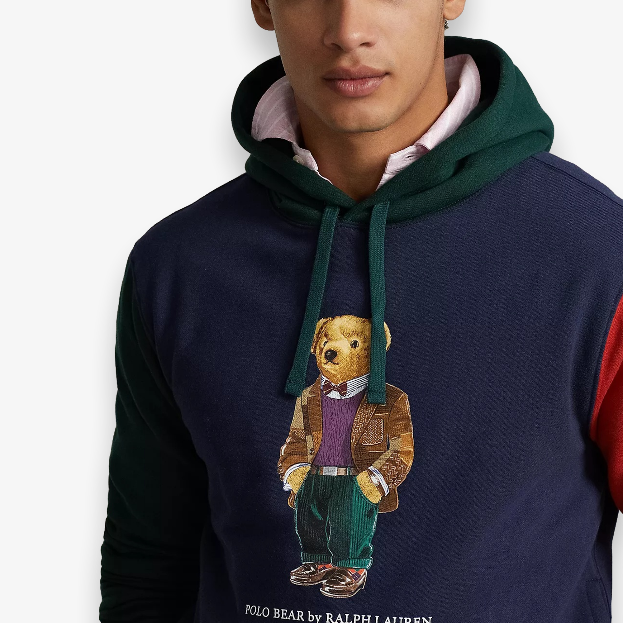 Polo Bear Color Blocked Fleece Pullover Hoodie