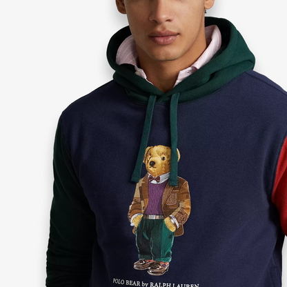 Polo Bear Color Blocked Fleece Pullover Hoodie