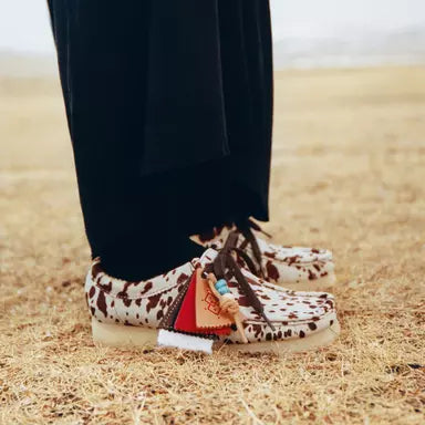 Clarks-Wallabee Brown Cow Print