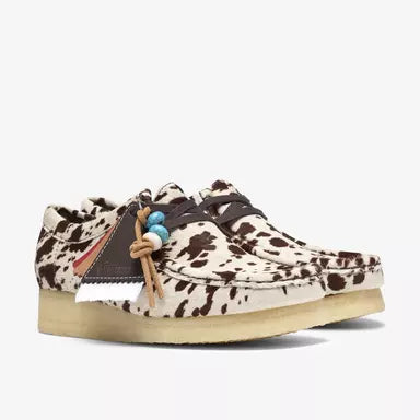 Clarks-Wallabee Brown Cow Print