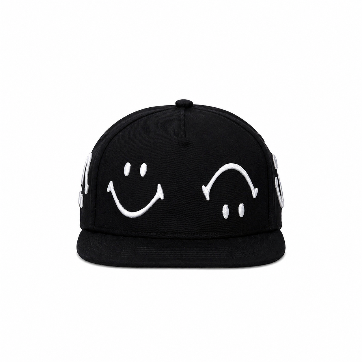 Smiley Face 6-Panel Black Hat