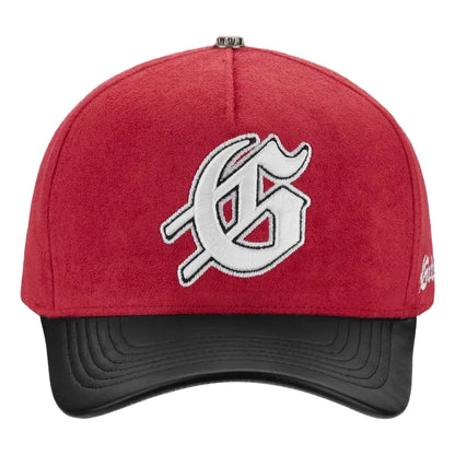 Insignia Leather Red Black Suede Hat