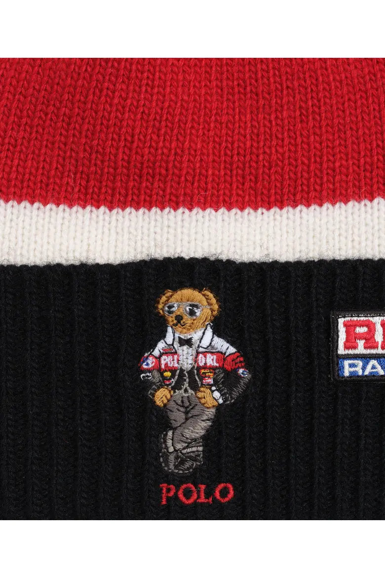 Color Block Holiday Bear Beanie