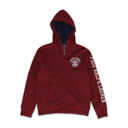 Logo Fleece Full Zip  Red Hoodie