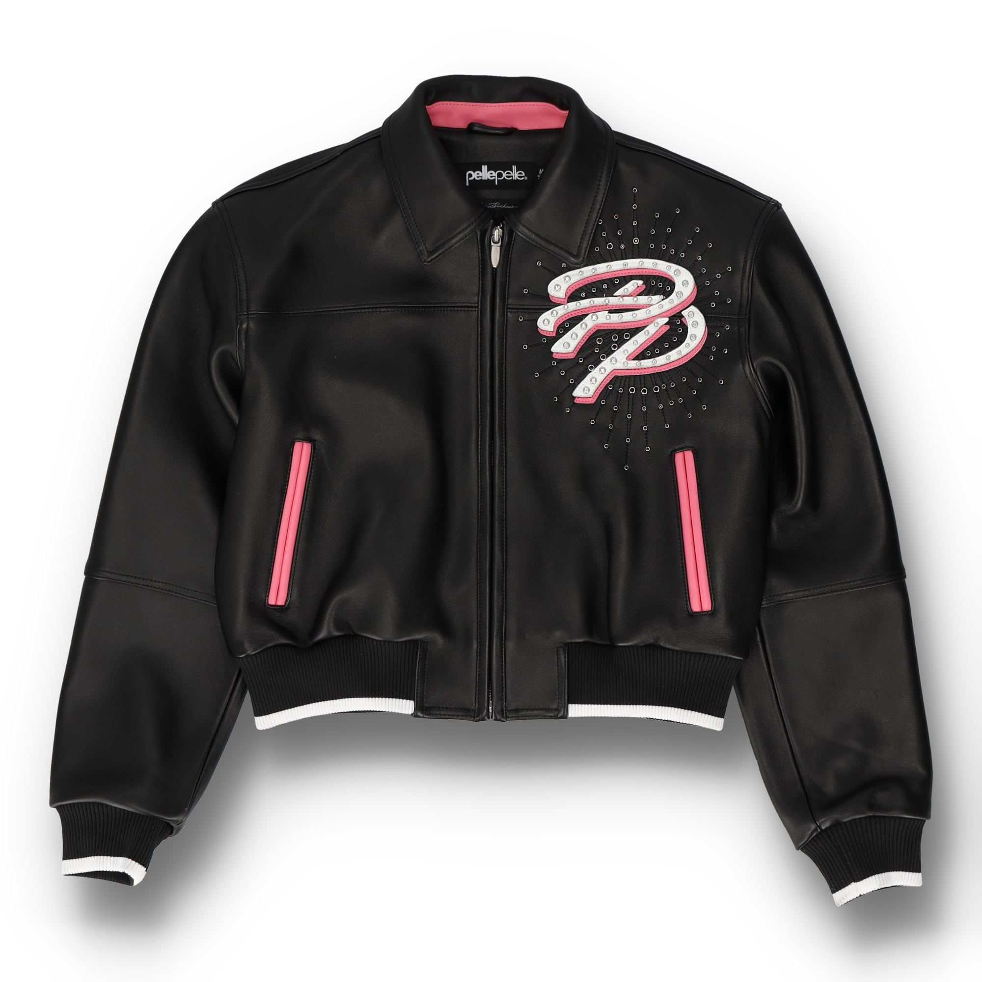 Greatest Of All Time Crop Black Leather Jacket