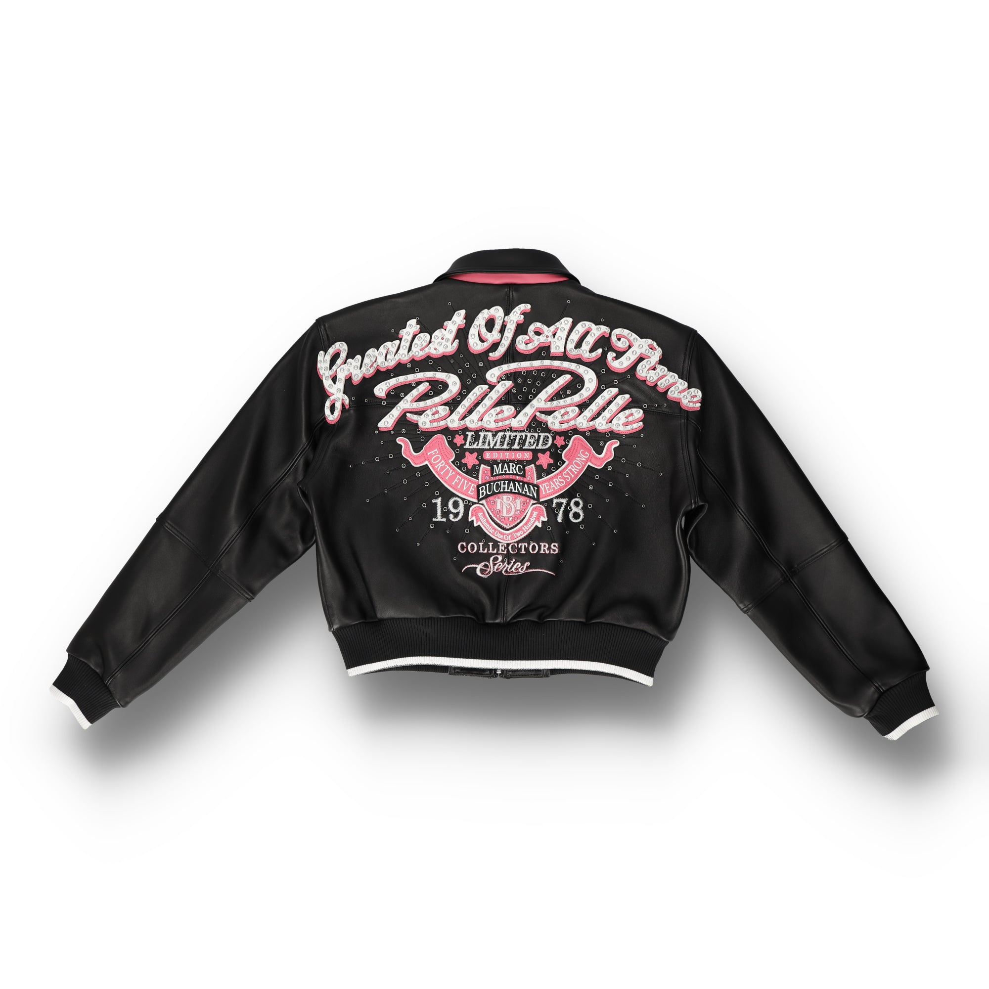 Greatest Of All Time Crop Black Leather Jacket