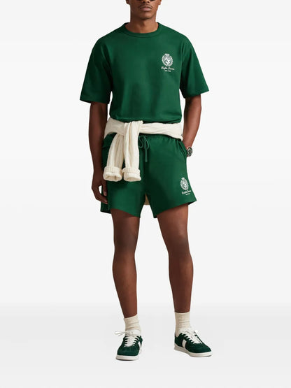 Relaxed Fit Jersey Graphic Green Shorts