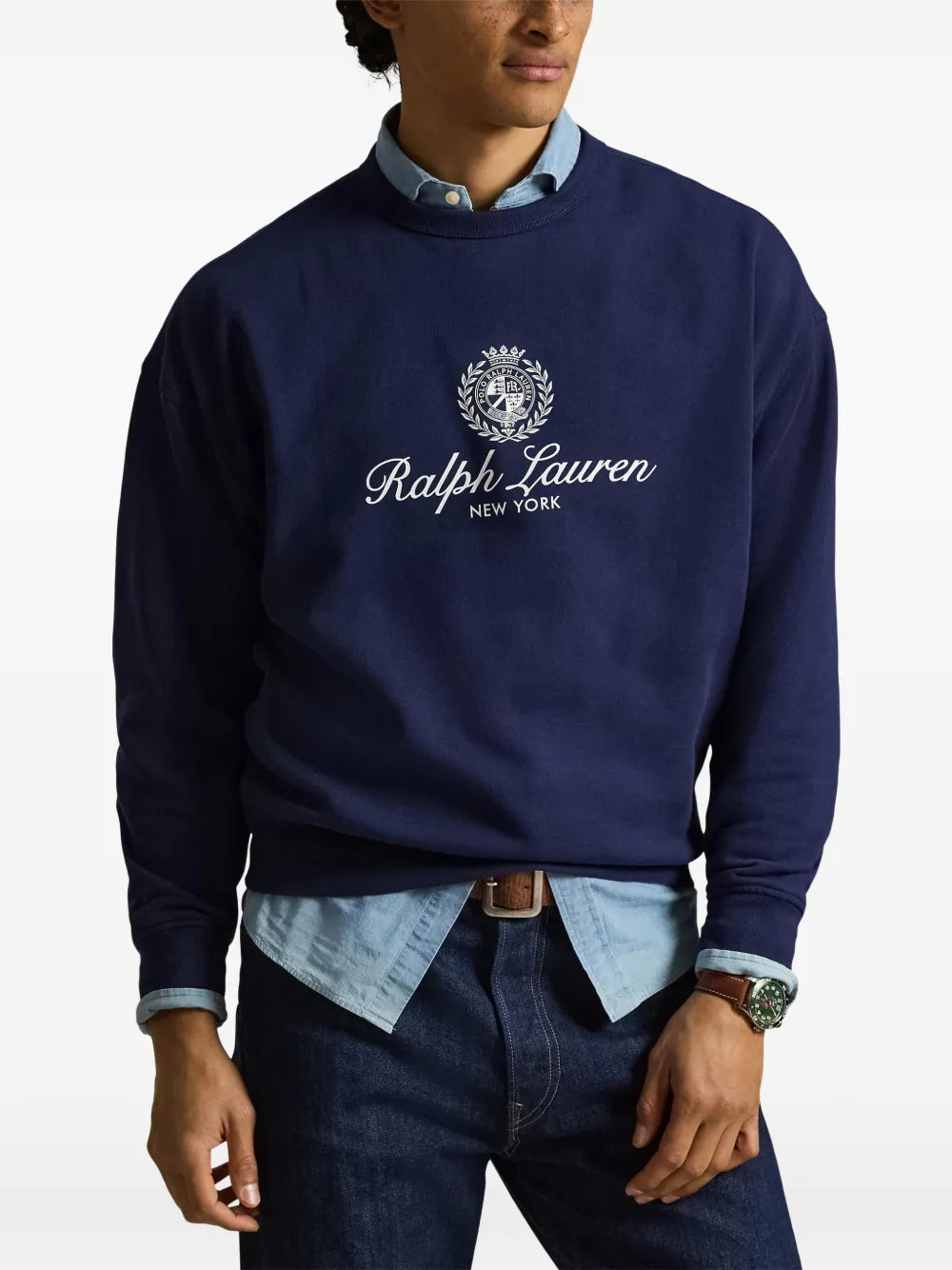 Ralph Lauren-Relaxed Fit Fleece Graphic Sweatshirt-Navy