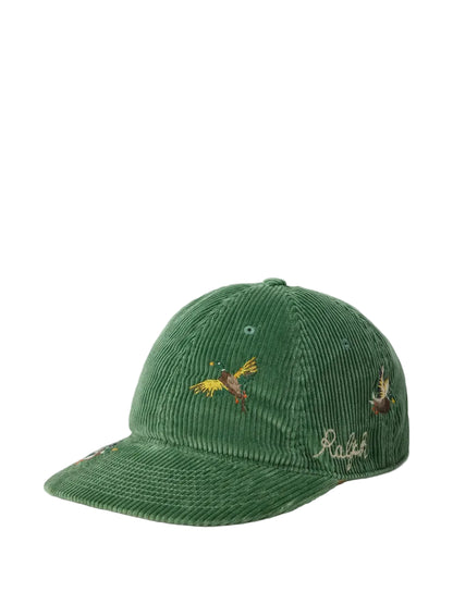 duck-embroidered corduroy ball cap