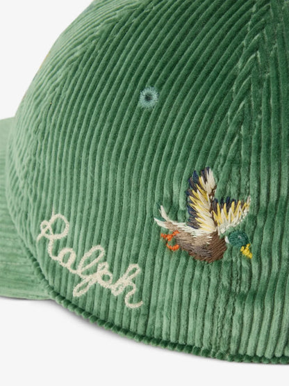 duck-embroidered corduroy ball cap