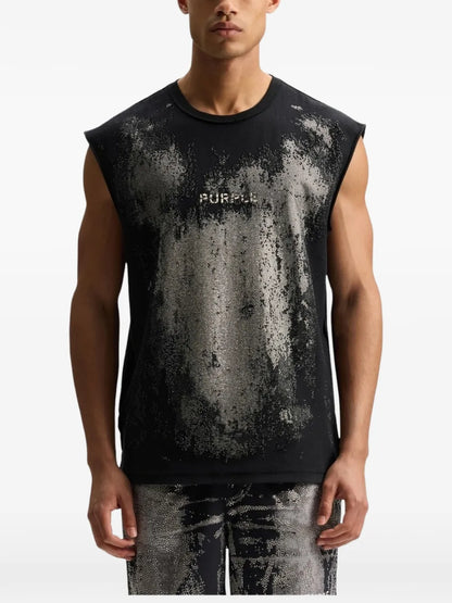 Worn Crystals hotfix-detail textured vest