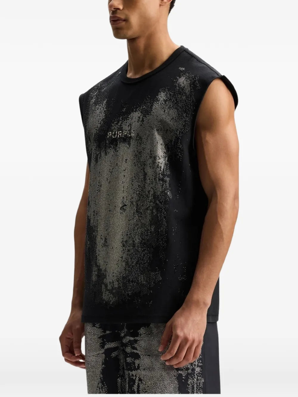 Worn Crystals hotfix-detail textured vest