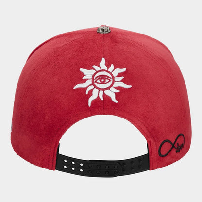 Insignia Leather Red Black Suede Hat
