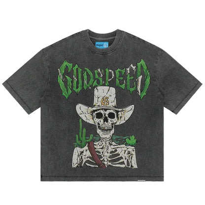 Godspeed New York-Goldie Grey Wash NG T-shirt-Gray
