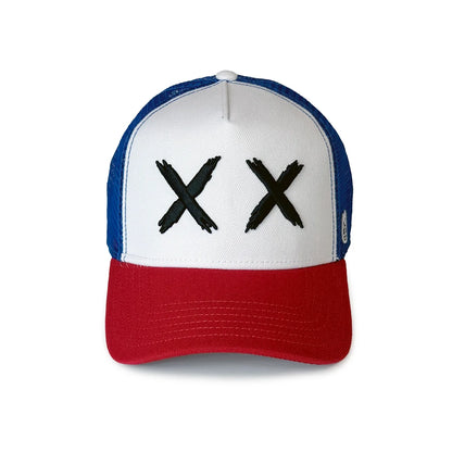 TRUCKER XX RED VISOR ROYAL MESH TRUCKER HAT
