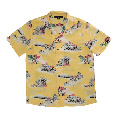 Cuban Short Sleeve Wo9ven Shirt Yellow