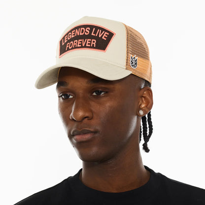 LOGO MESH BACK "LEGENDS LIVE FOREVER" TRUCKER HAT