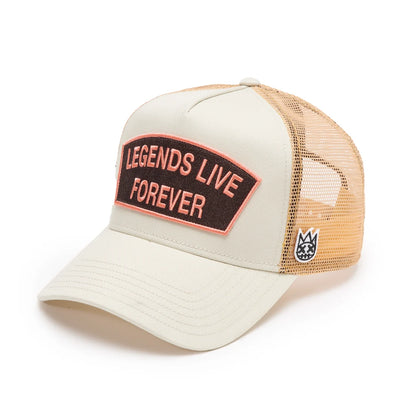 LOGO MESH BACK "LEGENDS LIVE FOREVER" TRUCKER HAT