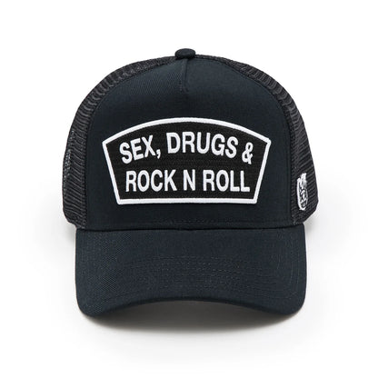 LOGO MESH BACK "SEX DRUGS ROCK N ROLL" TRUCKER HAT