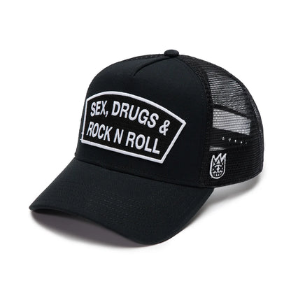 LOGO MESH BACK "SEX DRUGS ROCK N ROLL" TRUCKER HAT