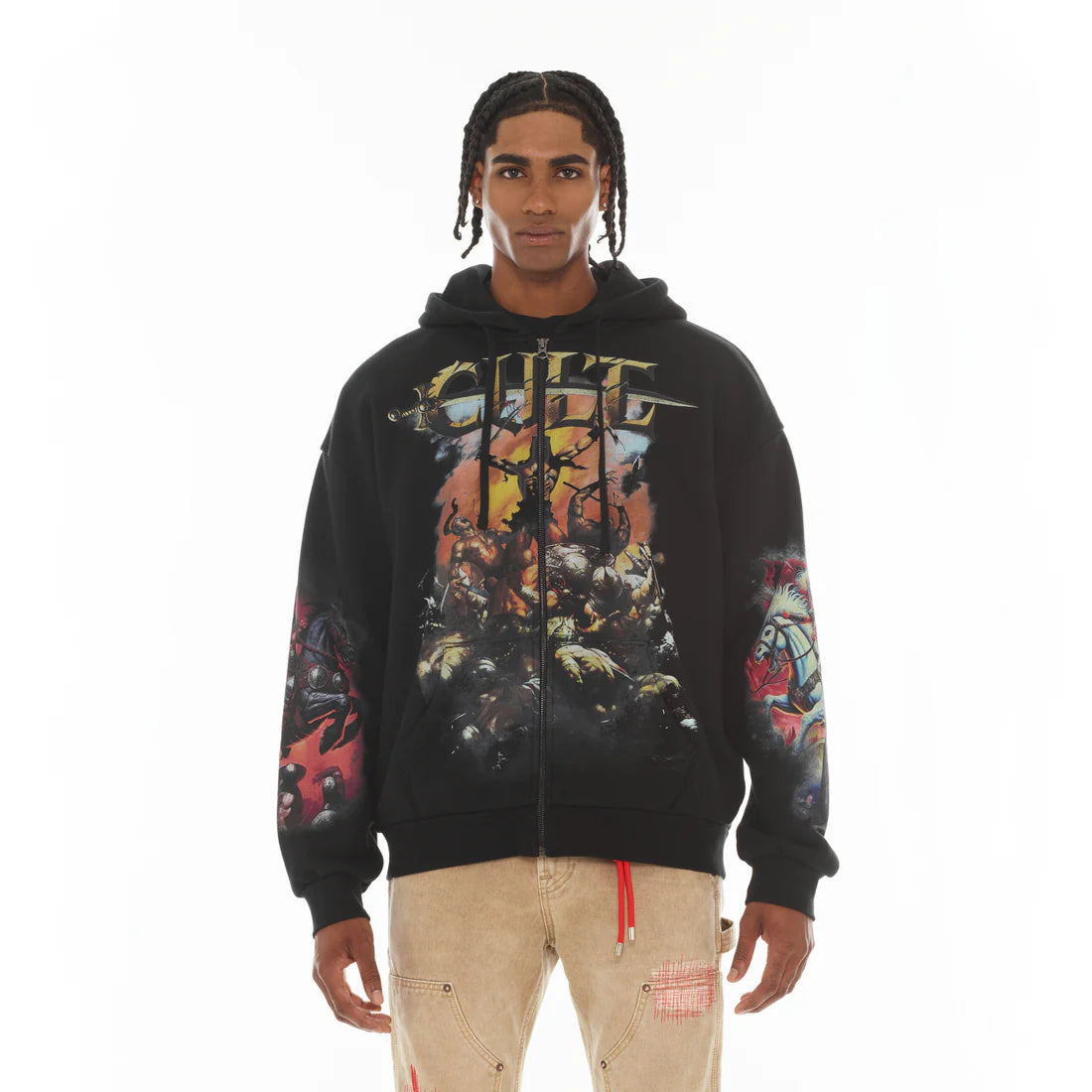 Cult of Individuality-HORSEMAN ZIP NOVELTY HOODIE
