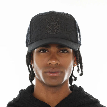 Cult Of Individuality-A FRAME TRUCKER HAT CURVED VISOR HAT-Black