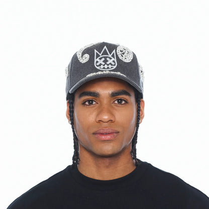 Cult Of Individuality-PAISLEY PANEL A-FRAME TRUCKER HAT-Black