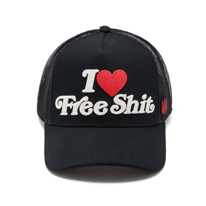 Cult Of Individuality-MESH BACK CURVED VISOR I LOVE FREE SHIT TRUCKER HAT-Black
