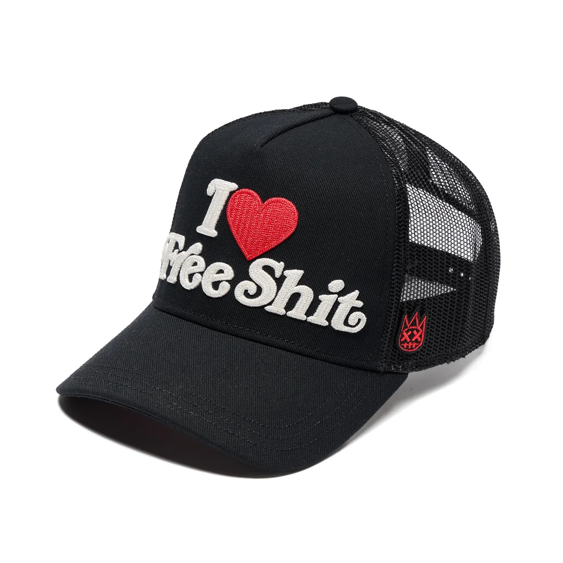 Cult Of Individuality-MESH BACK CURVED VISOR I LOVE FREE SHIT TRUCKER HAT-Black