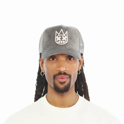 AFRAME WITH CURVED VISOR VELOUR TRUCKER HAT-Gray
