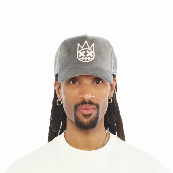 AFRAME WITH CURVED VISOR VELOUR TRUCKER HAT-Gray