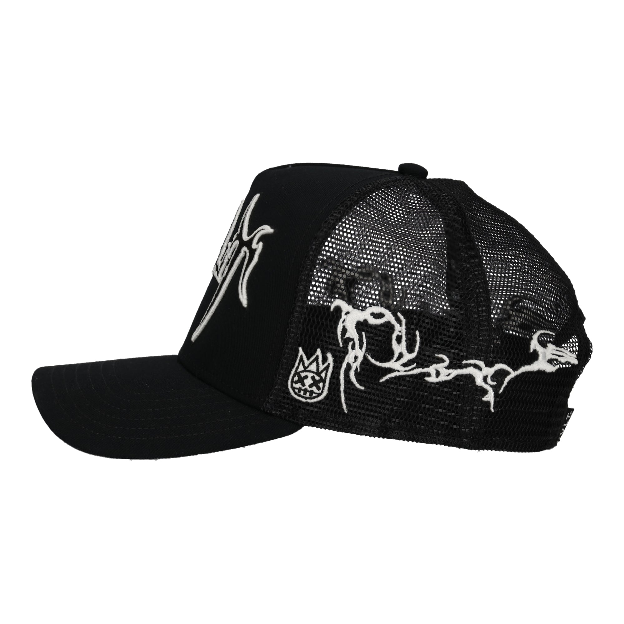 Raven Mesh Back Trucker Black Hat
