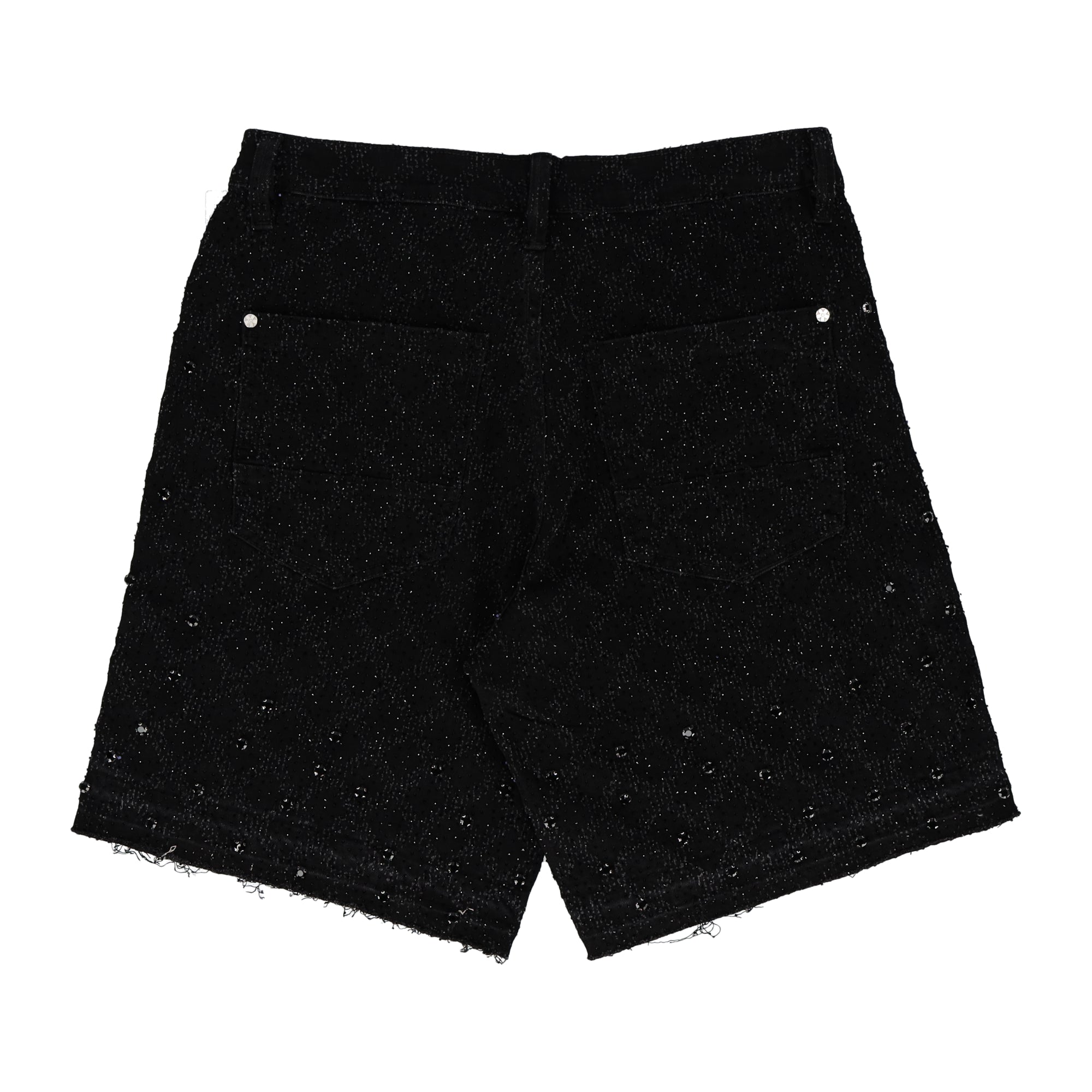 Barboque Weave Fancy Stone Denim Black Short