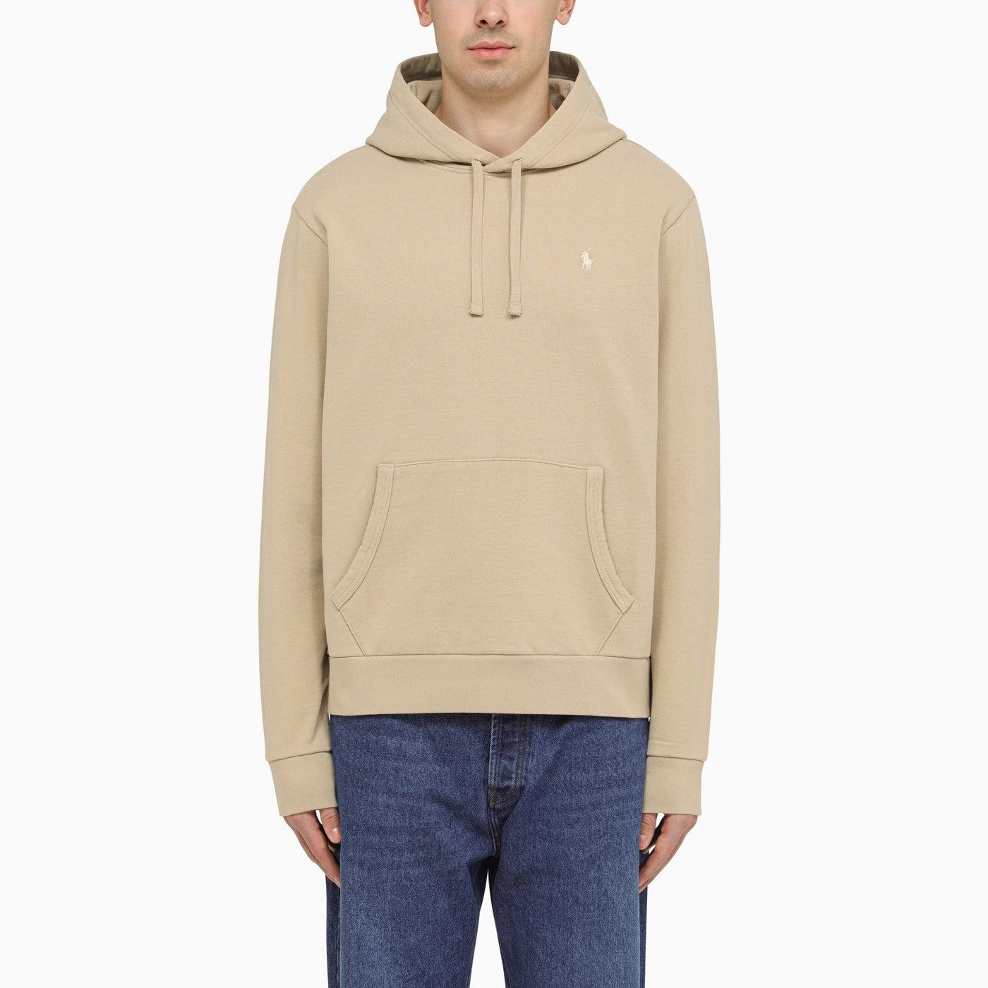 Beige cotton Pullover Hoodie