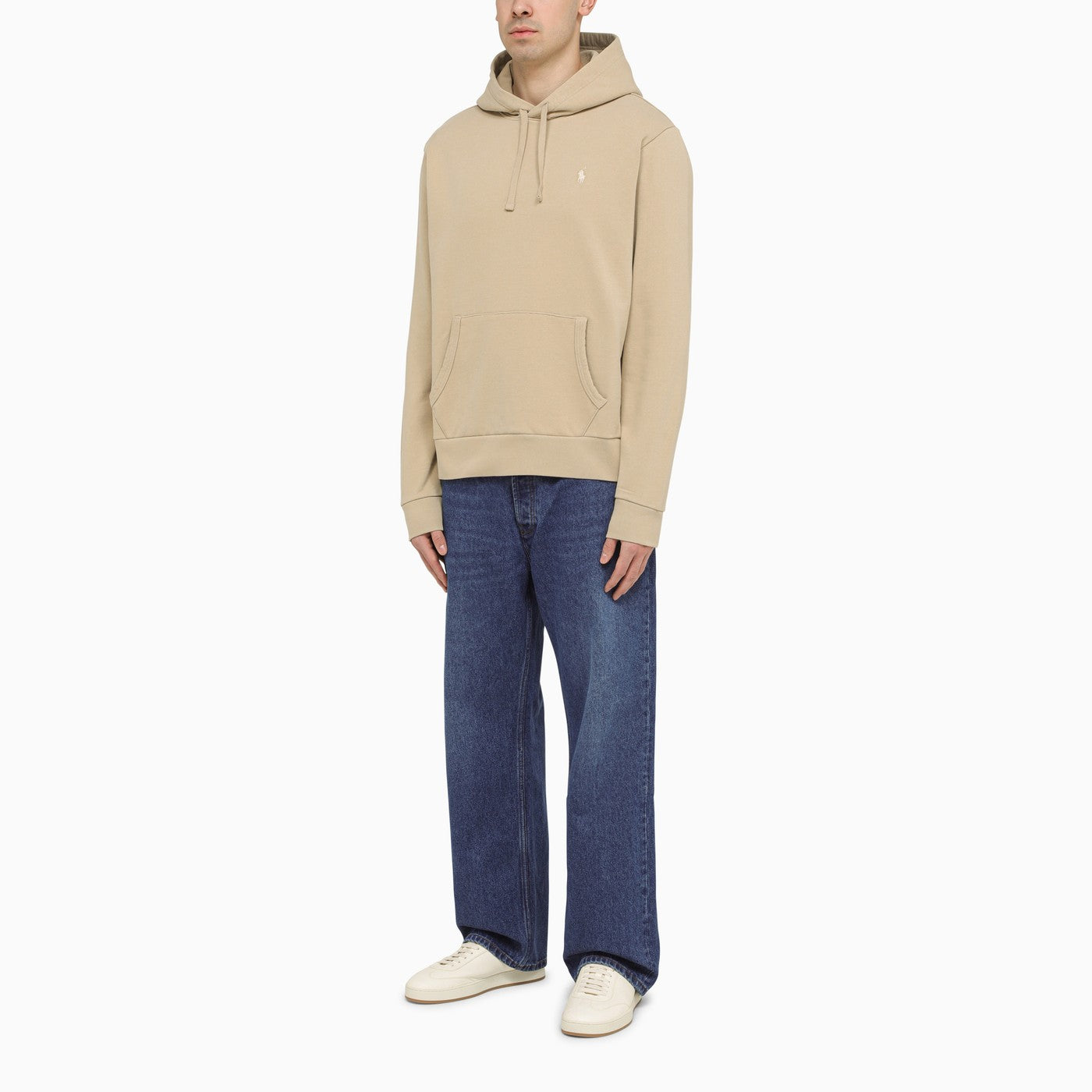 Beige cotton Pullover Hoodie