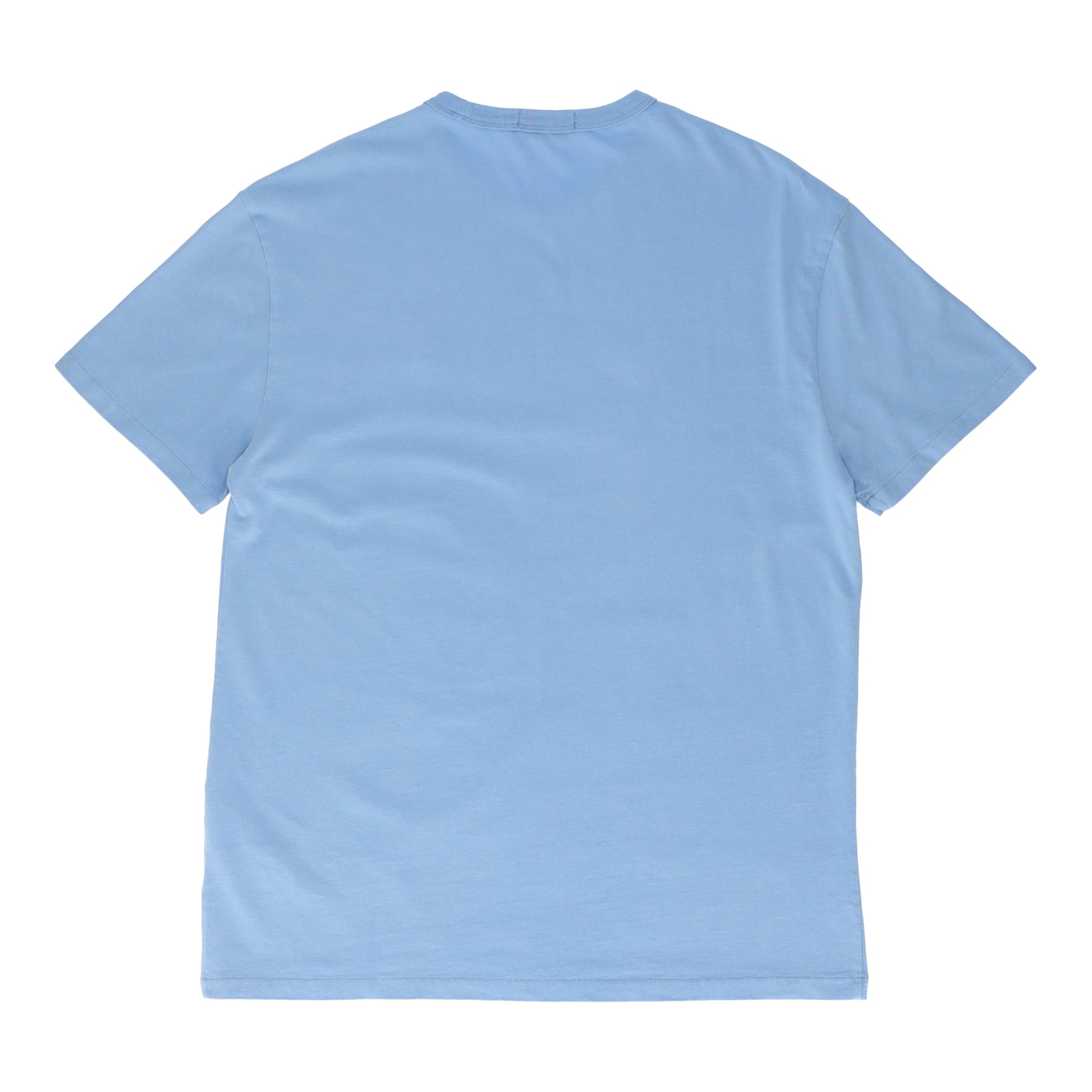 Short Sleeve Jersey Knit Bound Crewneck Blue T-Shirt